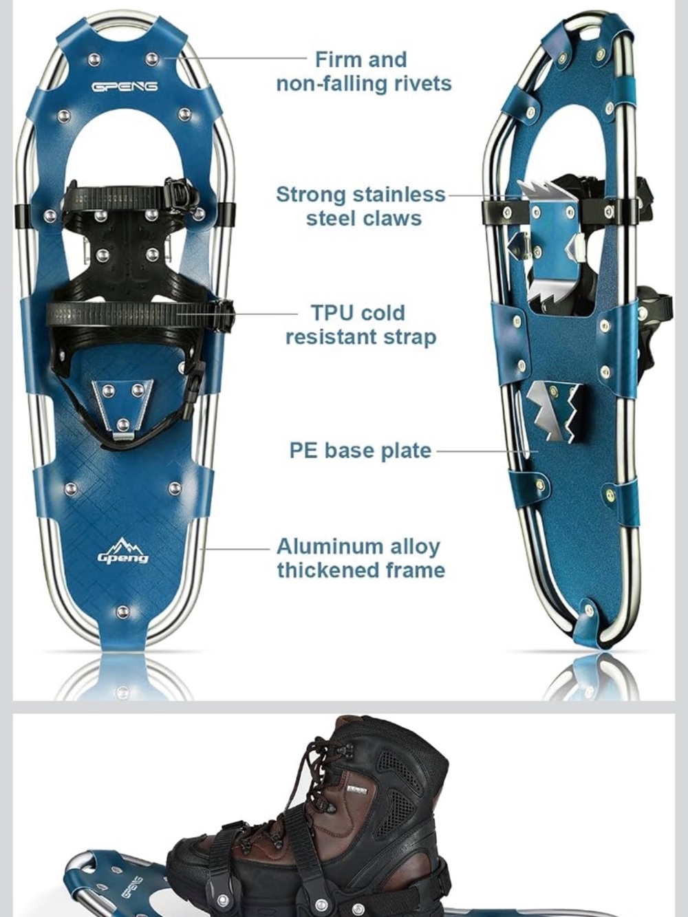Blue Women's Snowshoe Boots - Winter & Rain Boots Compatible